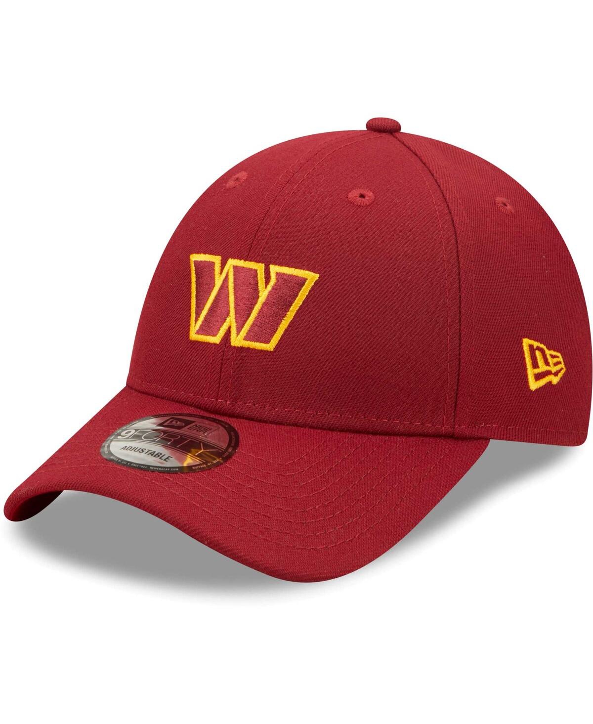 Shop New Era Men's  Burgundy Washington Commanders Logo Essential 9forty Adjustable Hat