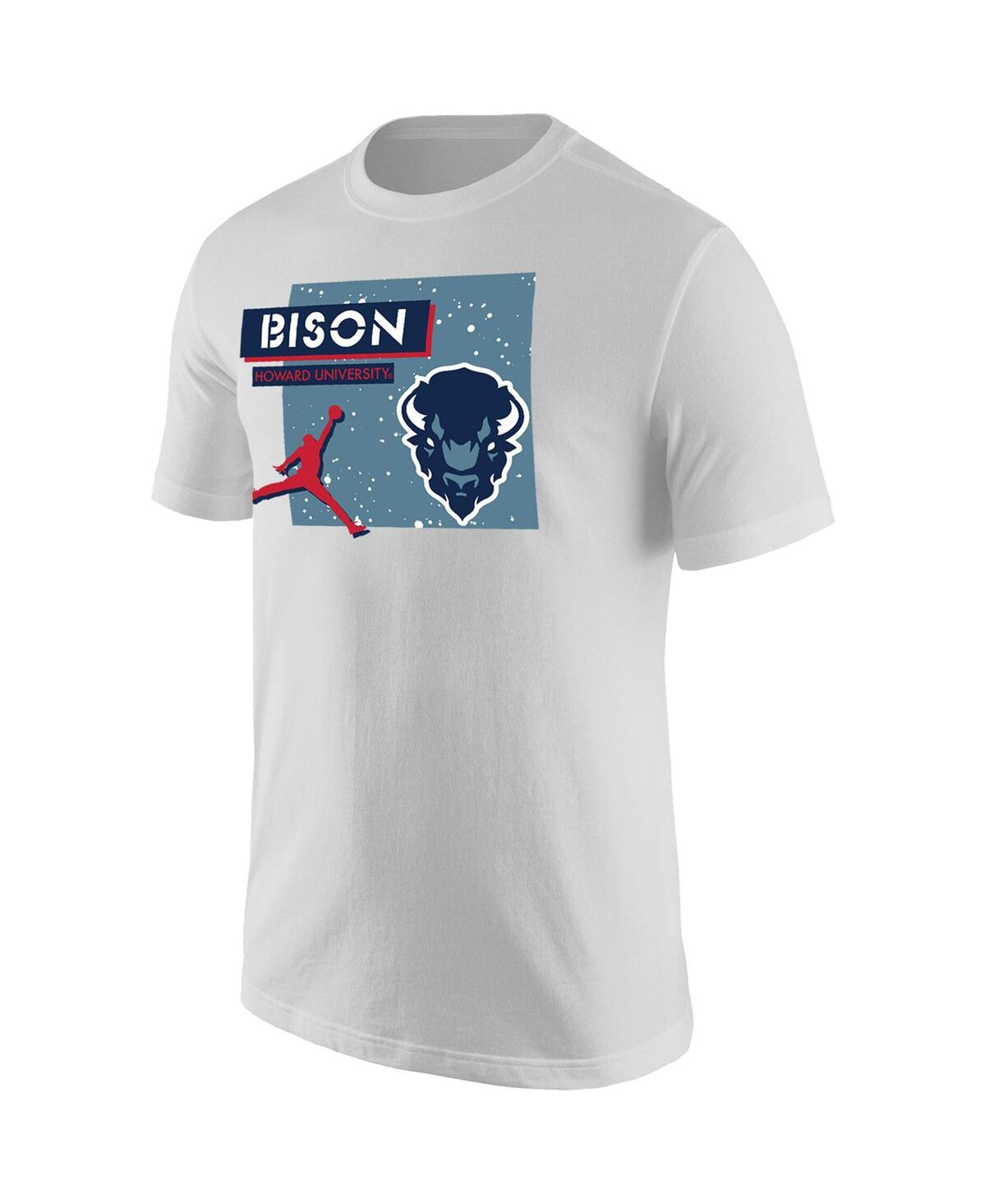 Shop Jordan Men's  White Howard Bison Jumpman Core T-shirt