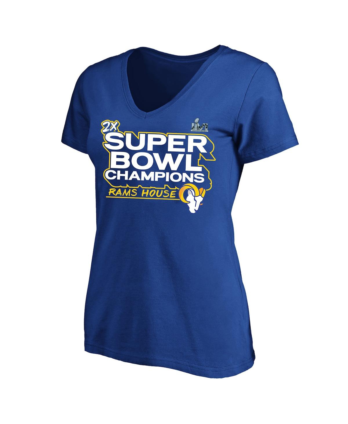 Shop Fanatics Women's  Royal Los Angeles Rams Super Bowl Lvi Champions Parade V-neck Plus Size T-shirt