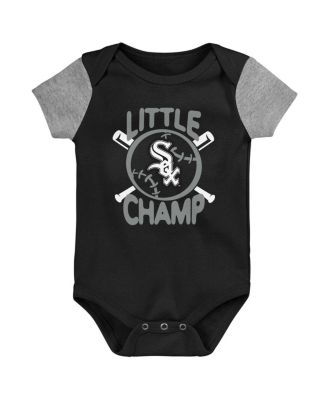 Newborn and Infant Boys and Girls Black, Heather Gray Chicago White Sox Little Champ Three-Pack Bodysuit Bib and Booties Set