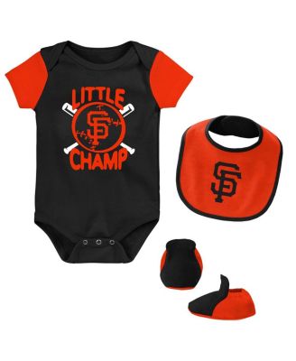 Newborn and Infant Boys and Girls Black, Orange San Francisco Giants Little Champ Three-Pack Bodysuit Bib and Booties Set