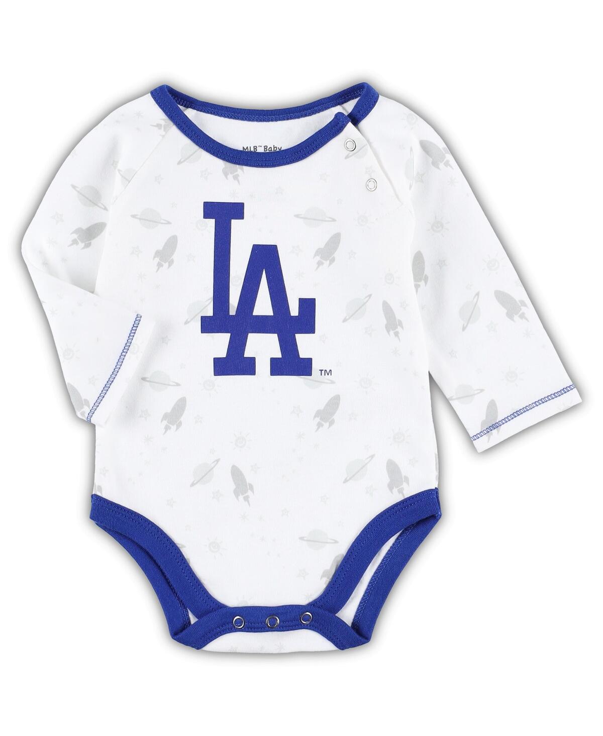 Shop Outerstuff Newborn And Infant Boys And Girls Royal, White Los Angeles Dodgers Dream Team Bodysuit Hat And Foote In Royal,white