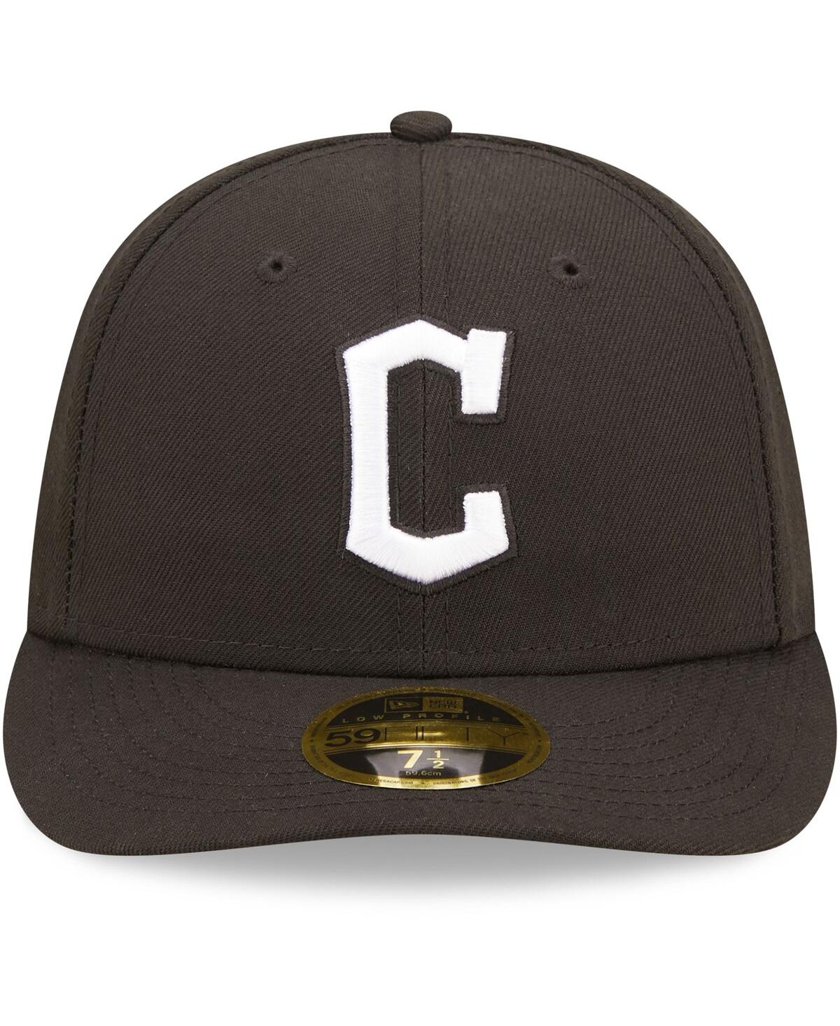 Men's New Era Cleveland Guardiansand White Low Profile 59FIFTY Fitted Hat - Black, White