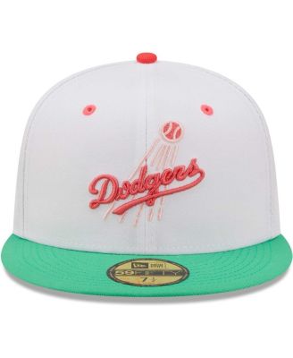 Men's White, Green Los Angeles Dodgers 50Th Anniversary In Los Angeles Watermelon Lolli 59Fifty Fitted Hat