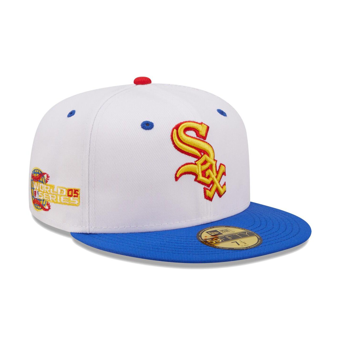 Мужская кепка New Era White, Royal Chicago White Sox 2005 World Series Cherry Lolli 59Fifty Fitted Hat — фото 1