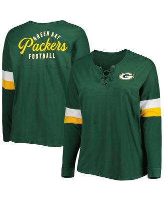 Packers New Era Womens Plus Size Lace-Up T-Shirt 4X Green & Gold