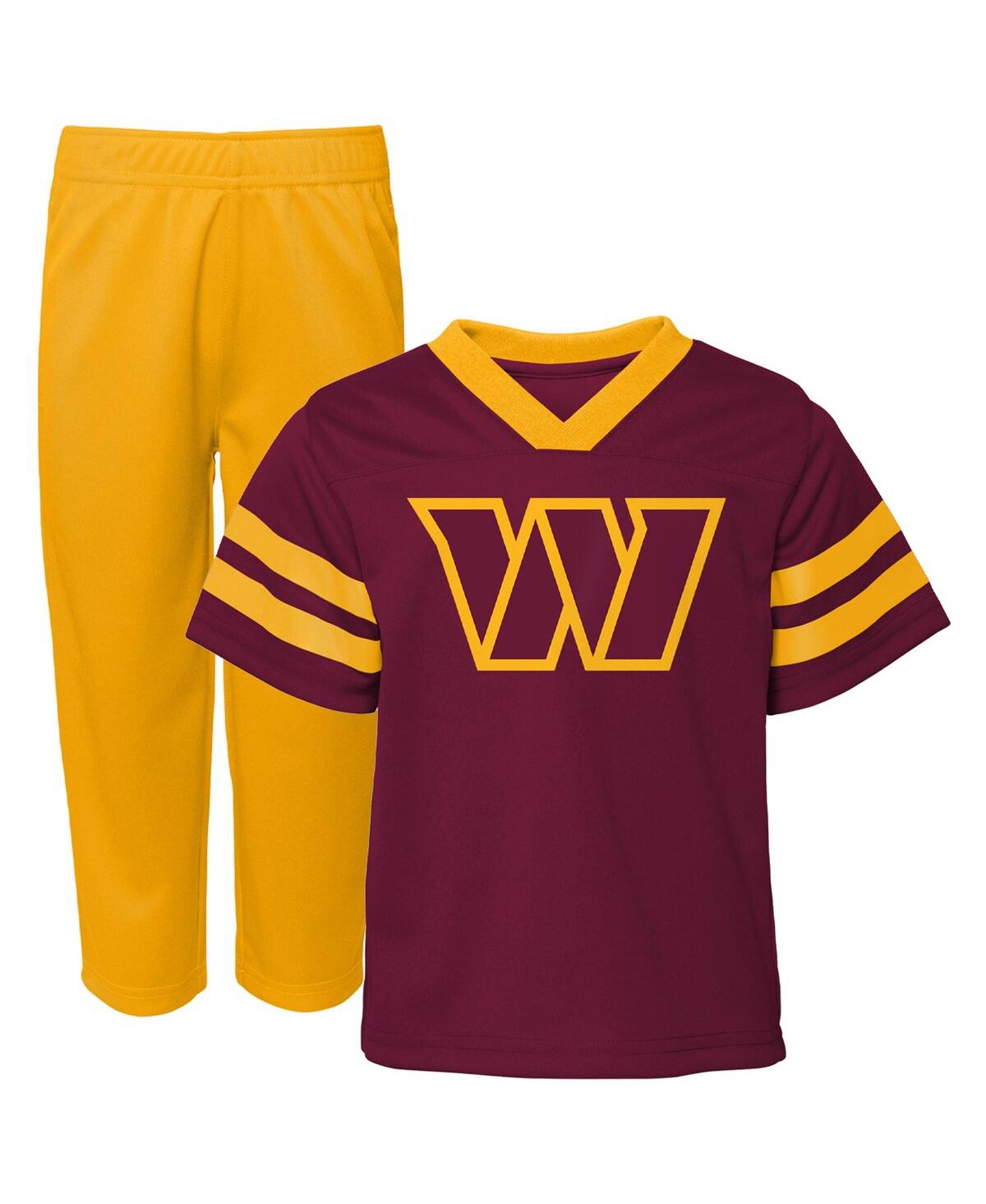 Outerstuff Babies' Toddler Boys Burgundy, Gold Washington Commanders Red Zone V-neck Jersey Top And Pants Set In Burgundy,gold