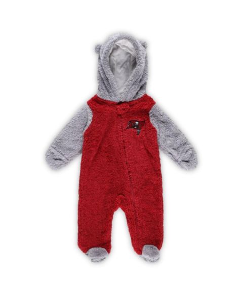 Outerstuff Newborn and Infant Boys and Girls Red, Gray Tampa Bay Buccaneers Game Nap Teddy Fleece Bunting Full-Zip Sleeper