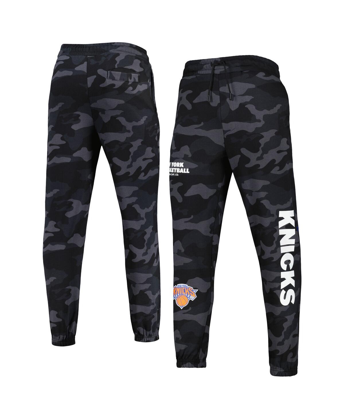 NEW ERA MEN'S NEW ERA BLACK, CAMO NEW YORK KNICKS TONAL JOGGERS 