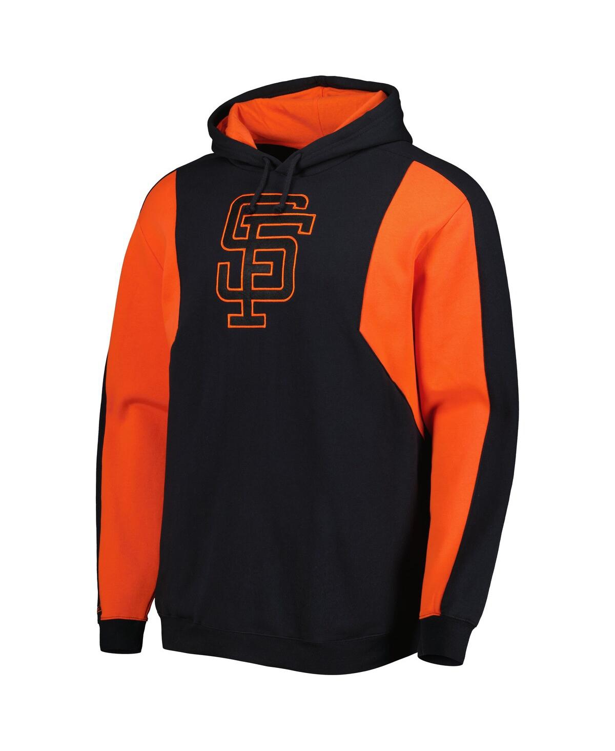 Mitchell & Ness Men's  Black And Orange San Francisco Giants Colorblocked Fleece Pullover Hoodie In Black,orange