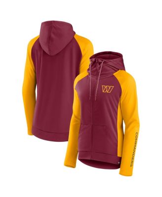 Women's Burgundy, Gold Washington Commanders End Around Raglan Full-Zip Hoodie