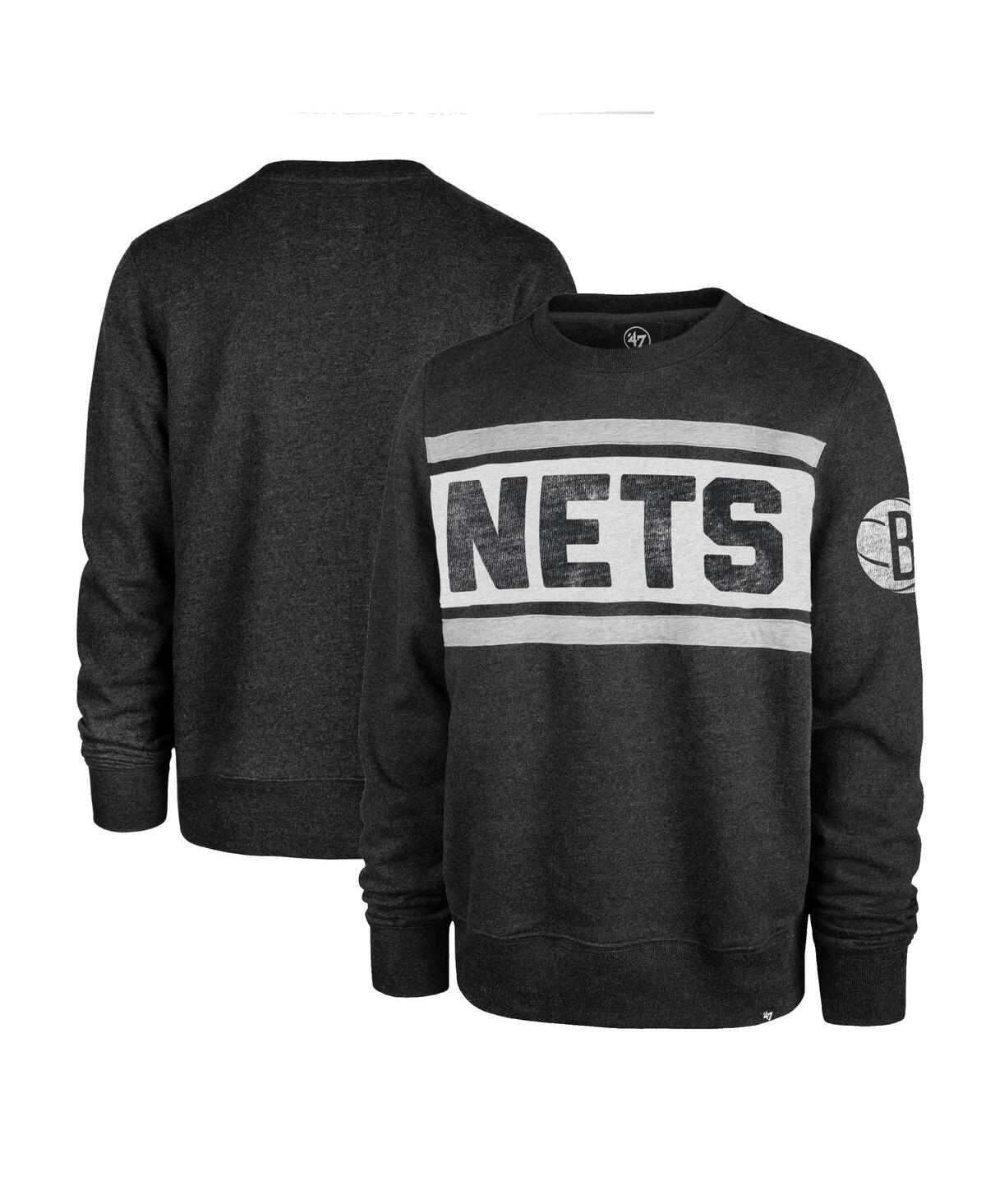 Shop 47 Brand Men's ' Heather Black Brooklyn Nets Tribeca Emerson Pullover Sweatshirt