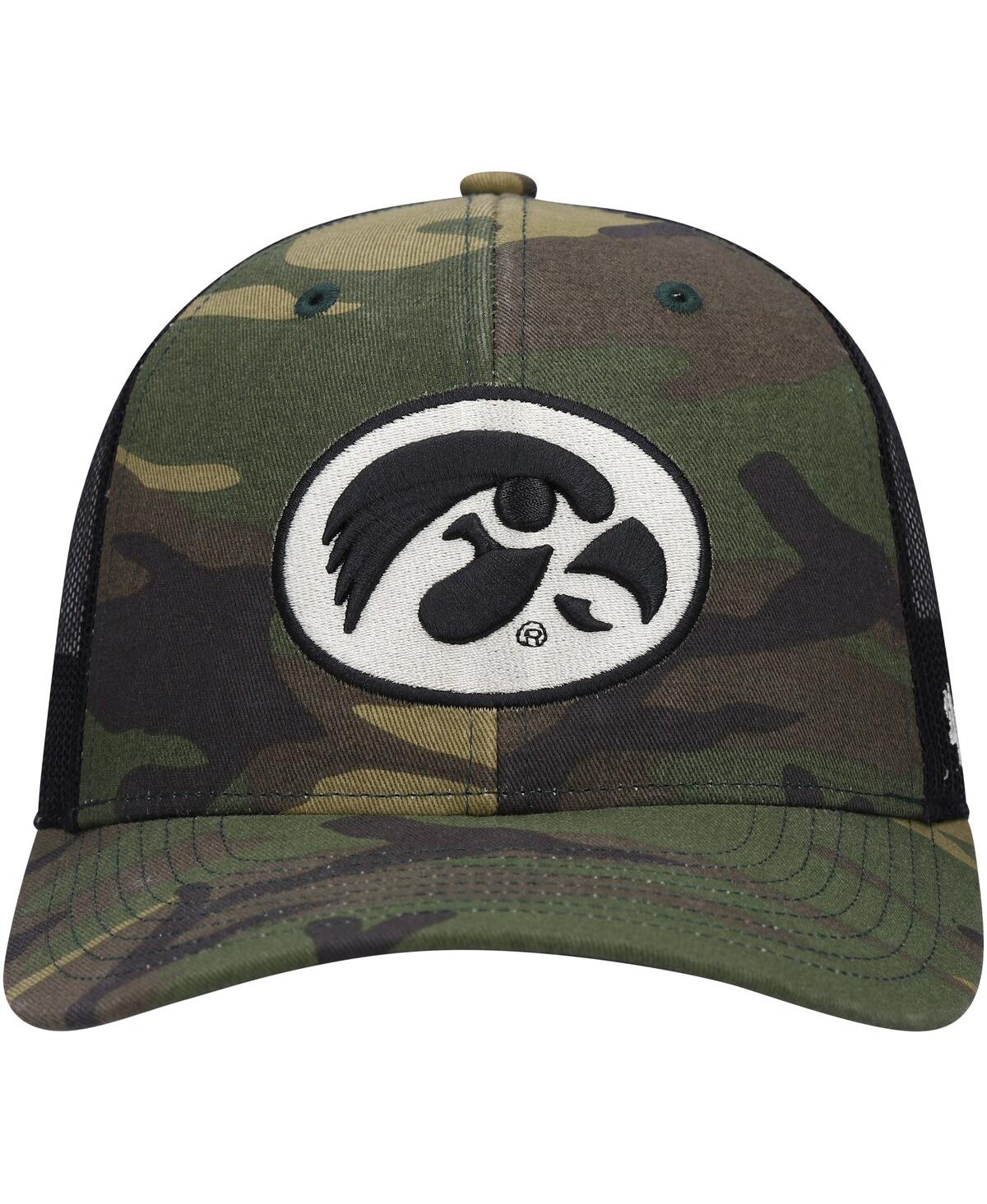 Men's '47 Brand Black Iowa Hawkeyes Team Logo Trucker Snapback Hat - Black