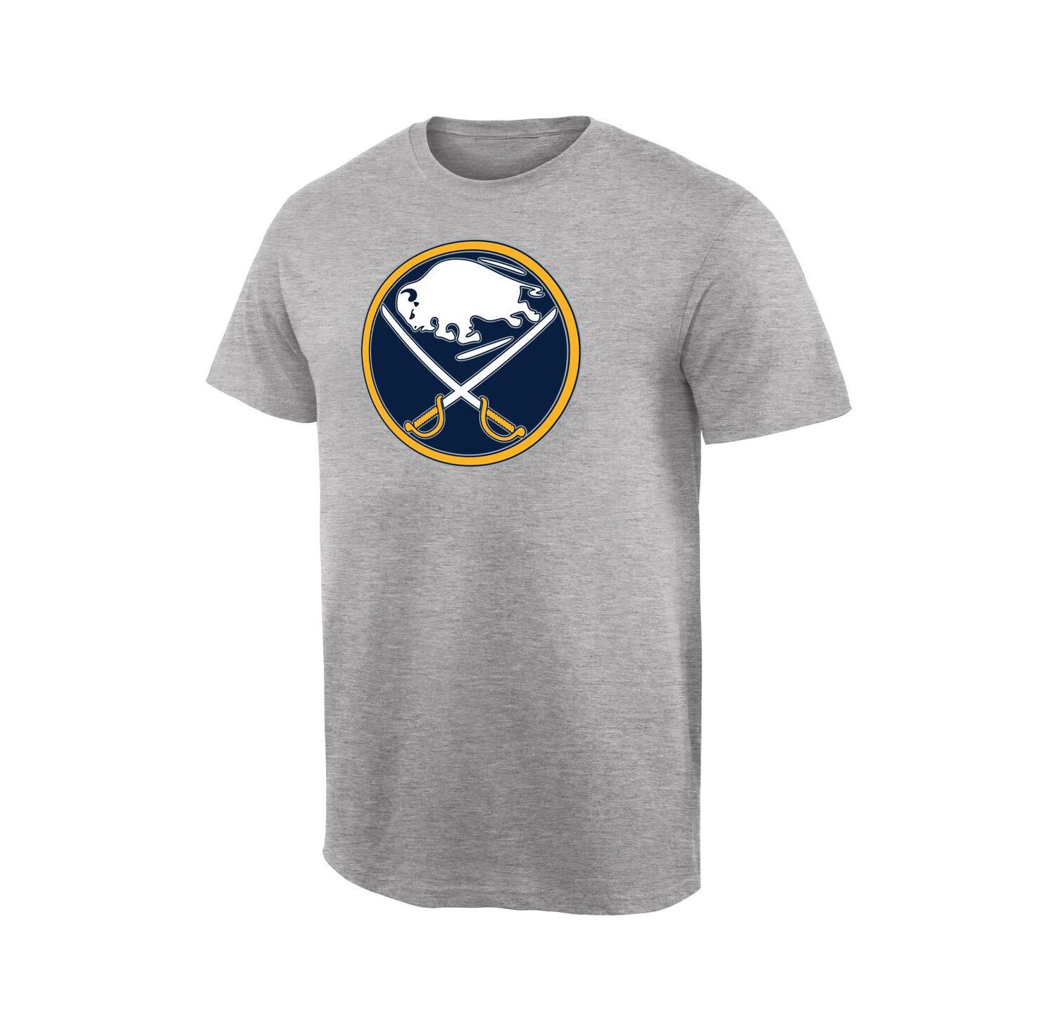 Men's Ash Buffalo Sabres Team Primary Logo T-shirt