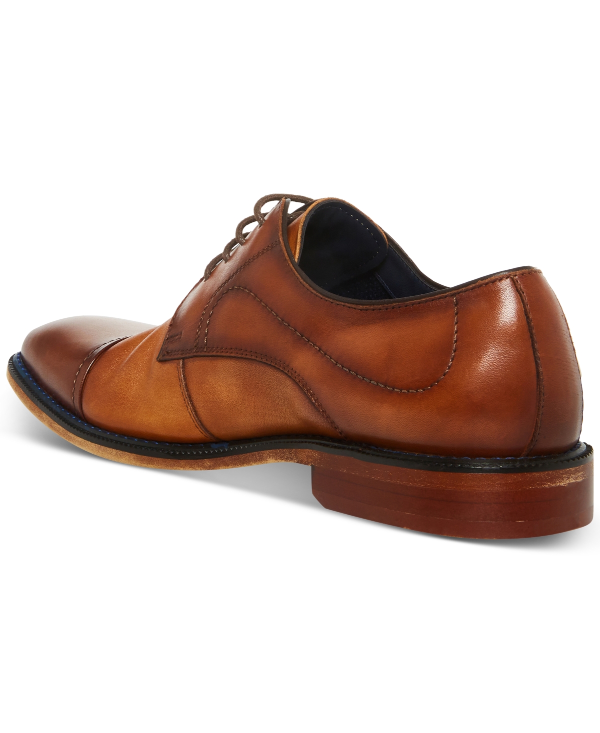 Steve Madden Men's Zane Tonal & Textured Leather Mid Oxford Dress Shoe - Light  Tan Leather