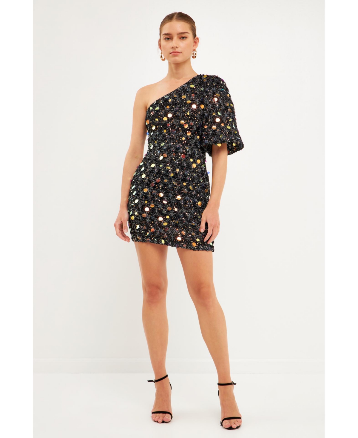 Shop Endless Rose Women's One Shoulder Sequin Mini Dress In Black