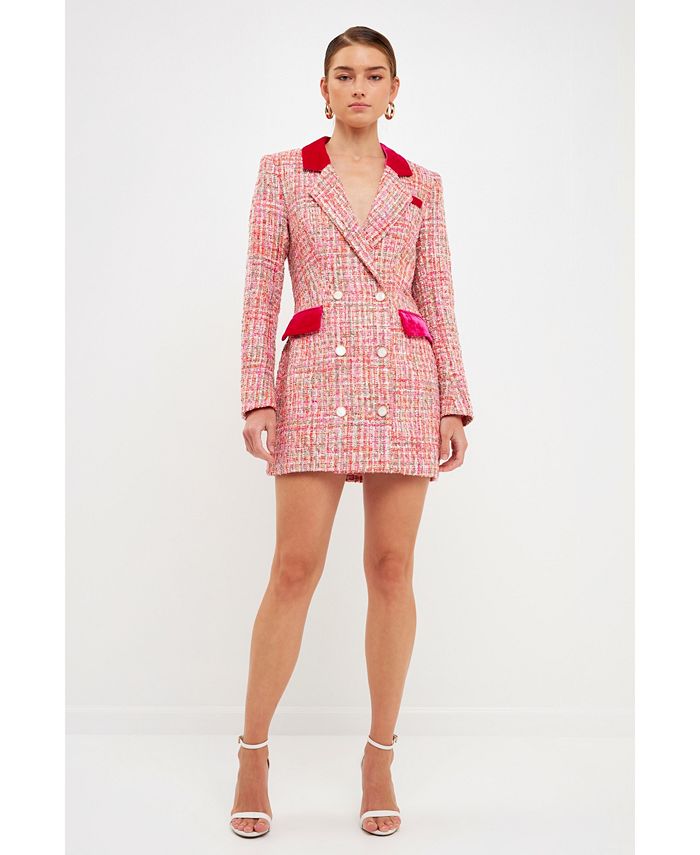 Endless Rose Premium Tweed Blazer Dress
