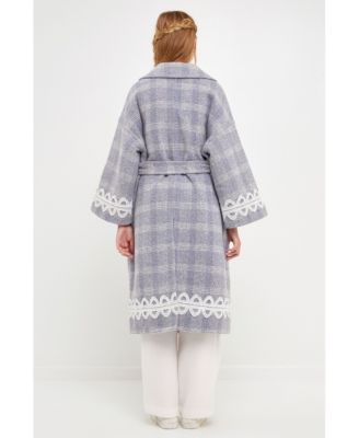 Women's Long Plaid Wrap Coat