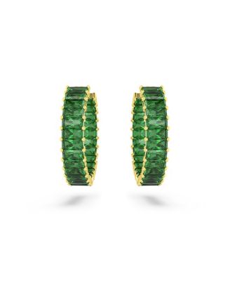 Crystal Baguette Cut Matrix Hoop Earrings