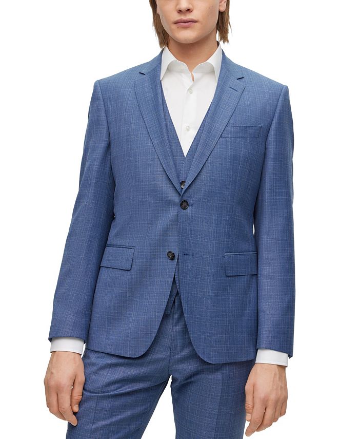 Hugo Boss Men s Slim Fit Checked Wool Serge Suit 2 Piece Set Macy s