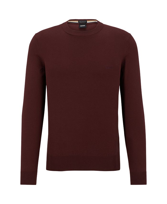 Hugo Boss Men's Pure-Cotton Regular-Fit Embroidered Logo Sweater - Macy's