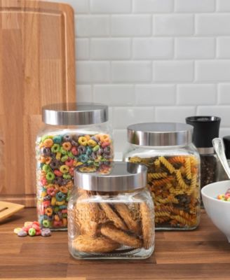 Retro Design Glass Canister Set, 3 Piece