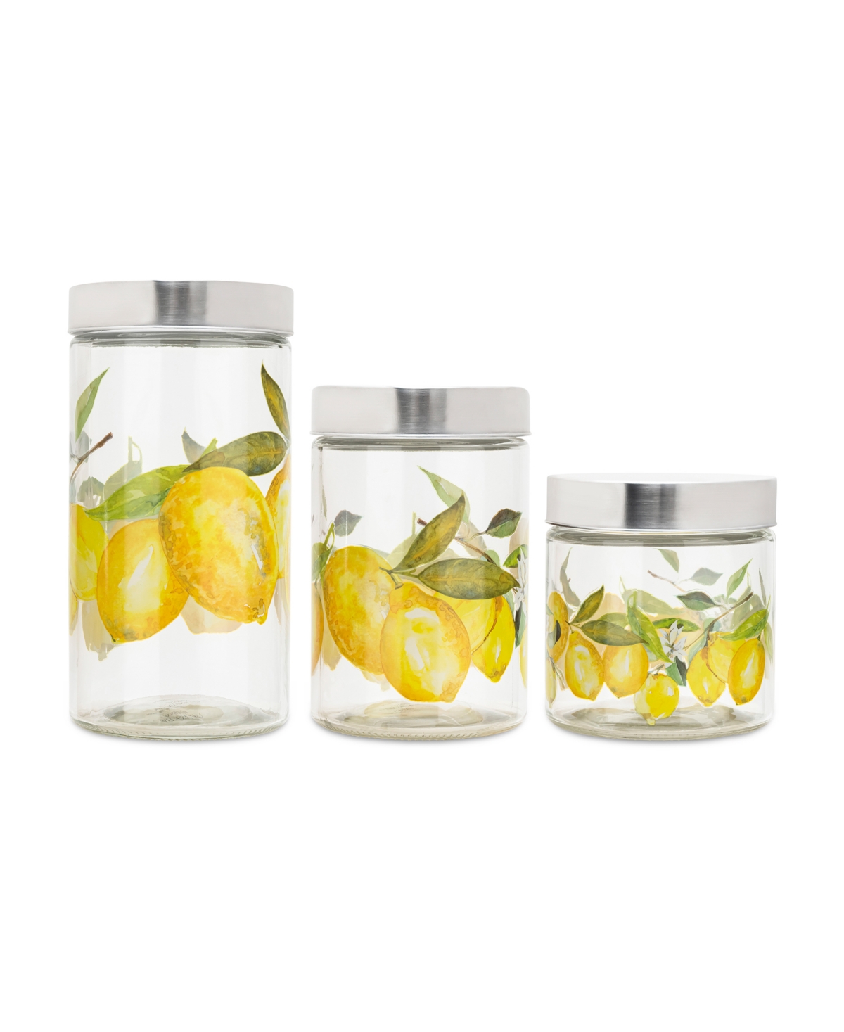 American Atelier Lemon Branches Glass Canisters Set, 3 Piece In Clear