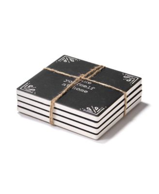 4.25'' D Happy Place Ceramic Coasters Set, 4 Piece