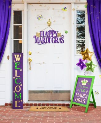 42" H Mardi Gras Welcome Wooden Porch Sign