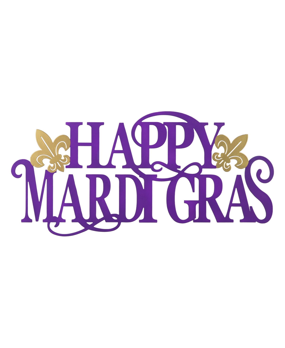 Glitzhome 24" L Metal "happy Mardi Gras" Wall Decor In Purple