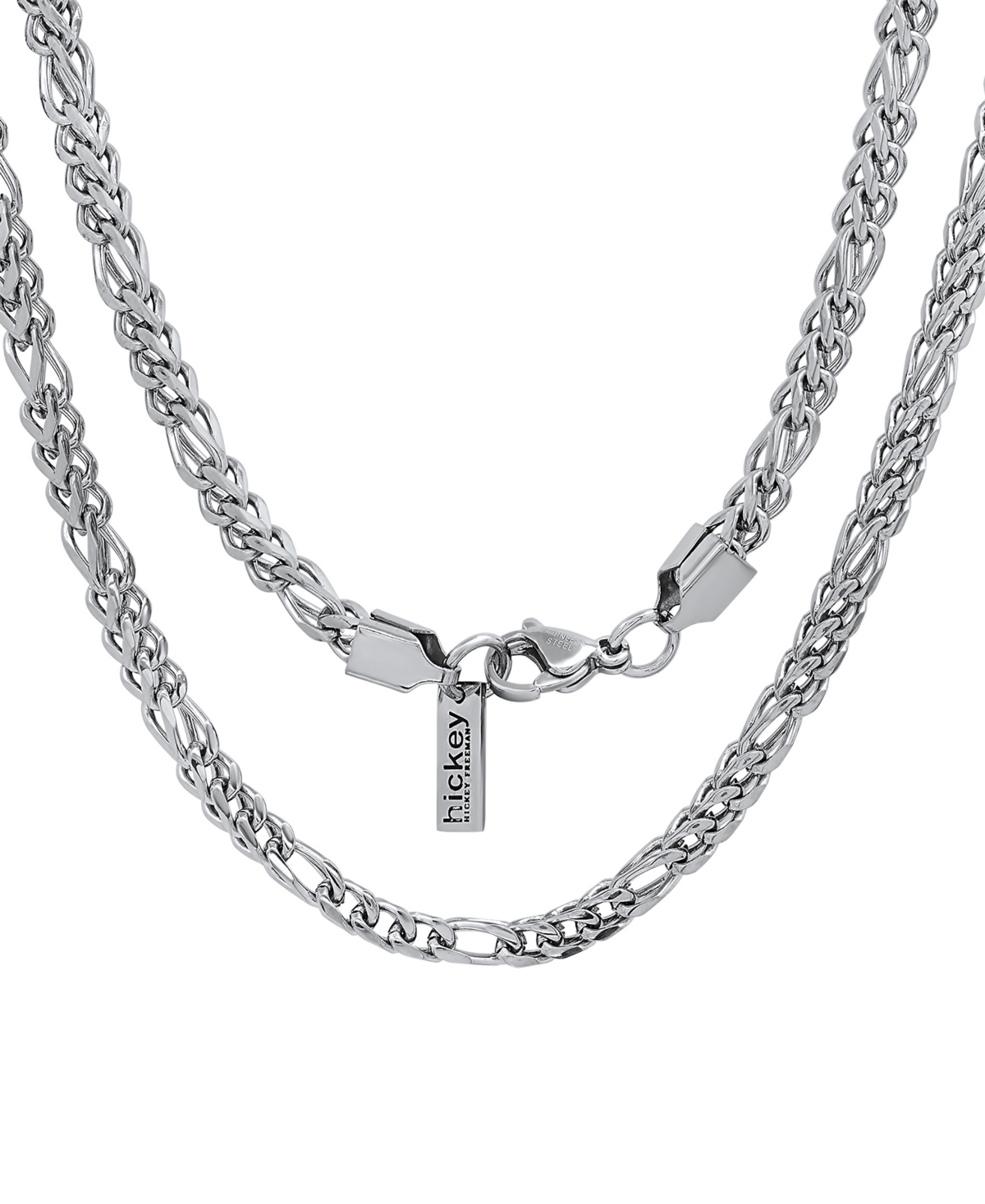 Hmy Jewelry Figaro Link Single Strand Chain In Gray