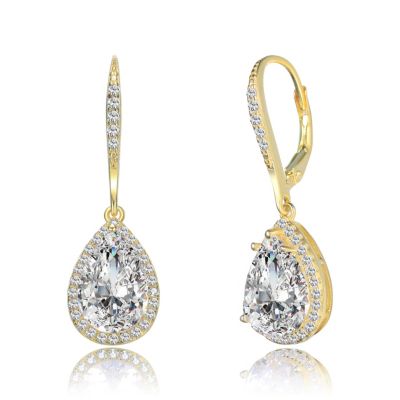 Elegant Sterling Silver CZ Pear and Pav&eacute; Statement Drop Earrings