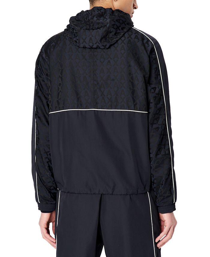 A|X Armani Exchange Men's Piped Logo Jacquard Hooded Jacket - Macy's