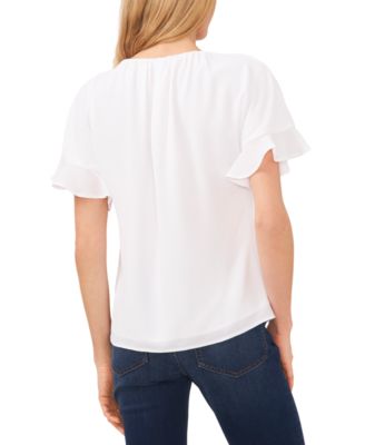 Женская блузка CeCe с коротким рукавом и заниженным плечом и широким круглым вырезом горловины