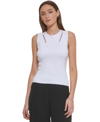 DKNY - Women's Cutout Sleeveless Sweater-Knit Top