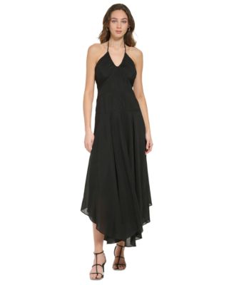 Dolly Long Sleeve Deep V Neck Asymmetrical Feather Hem Mini Dress