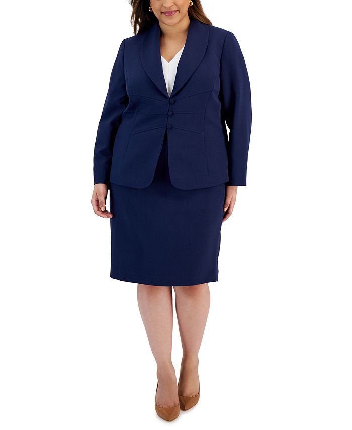 Le Suit Plus Size Seamed Crepe Jacket Slim Skirt Suit - Macy's