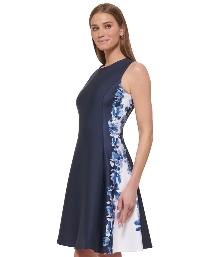 DKNY Petite PrintedSide Sleeveless Fit & Flare Dress Macy's