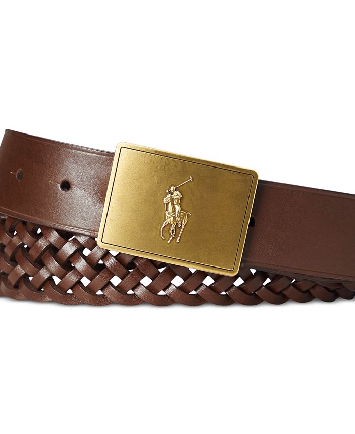 Pony plaque leather belt sale