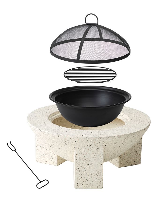 Glitzhome 27.5" Magnesium Oxide Outdoor Patio Modern Faux Terrazzo Wood