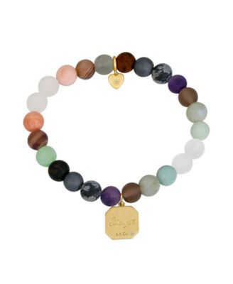 Unwritten 14k Gold Plated Crystal Strength Elephant Multi Color Matte Stone Stretch Bracelet 3890₽