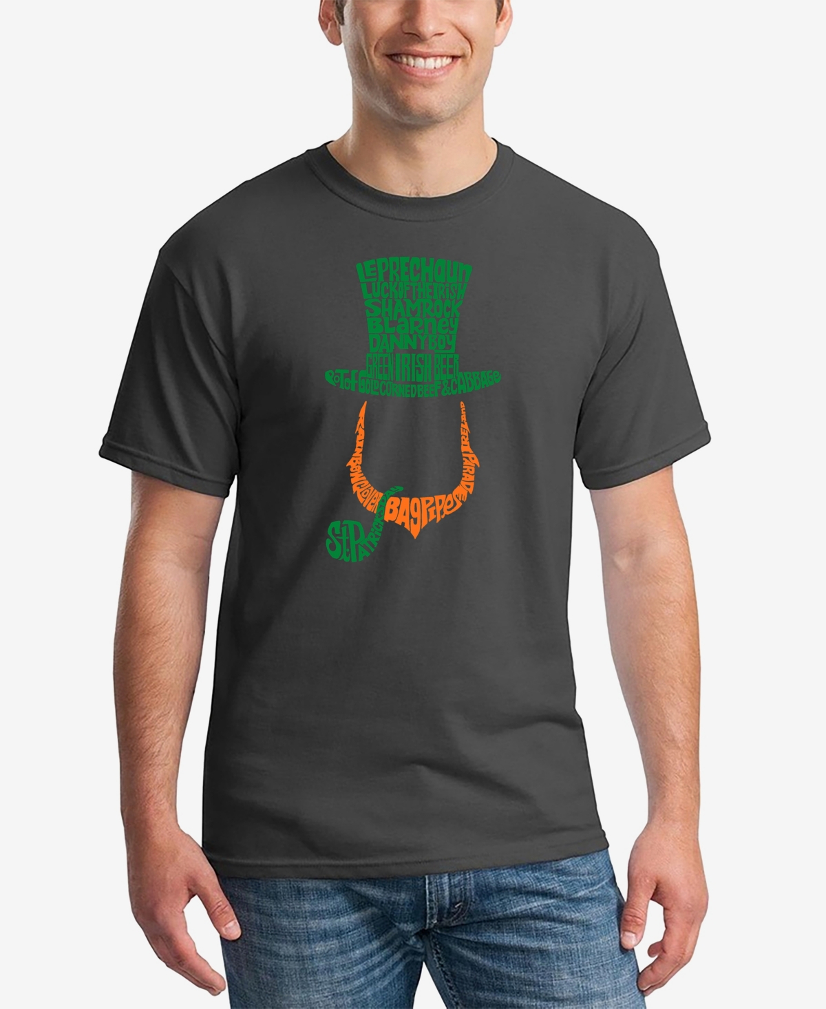 La Pop Art Men's Leprechaun Word Art Graphic T-shirt
