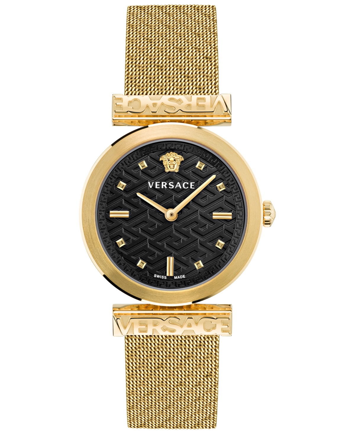 Versace Women's Swiss Regalia Gold Ion Plated Mesh Bracelet Watch 34mm In Ip Yellow Gold