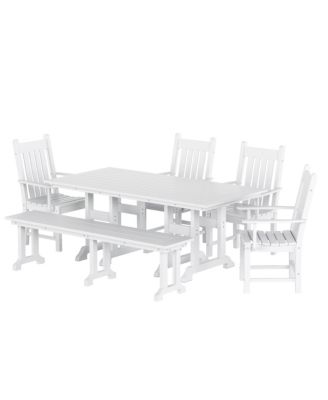 6 Piece Outdoor Patio Dining Set Outdoor Table and Bench Armchair Set