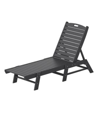 Poly Reclining Outdoor Patio Chaise Lounge Chair Adjustable