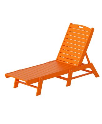 Poly Reclining Outdoor Patio Chaise Lounge Chair Adjustable