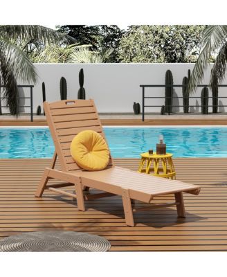 Poly Reclining Outdoor Patio Chaise Lounge Chair Adjustable