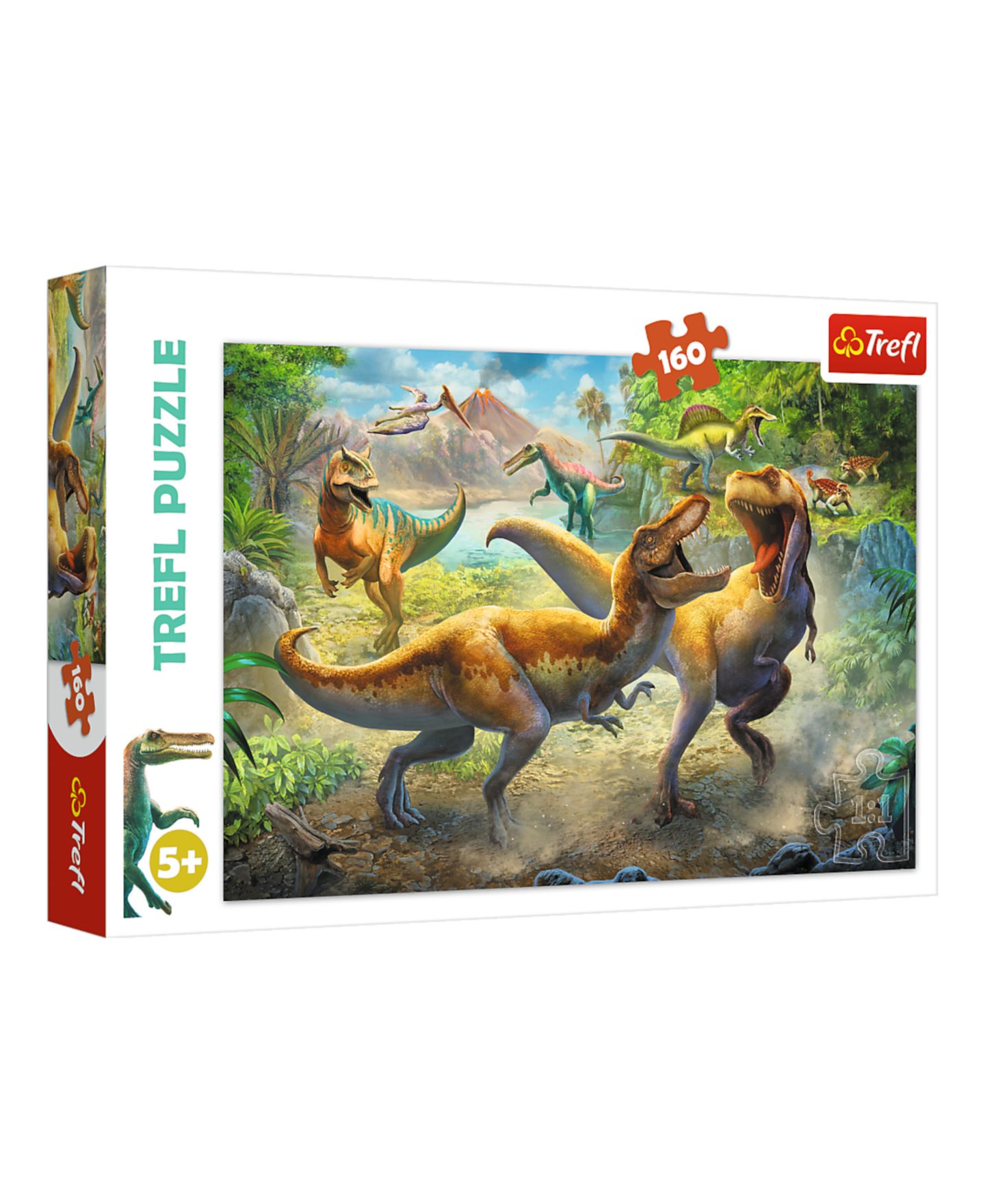 Детский пазл Trefl Fighting Tyrannosaurs 160-Piece Puzzle, Ages 5+, цвет: Разноцветный — фото 1