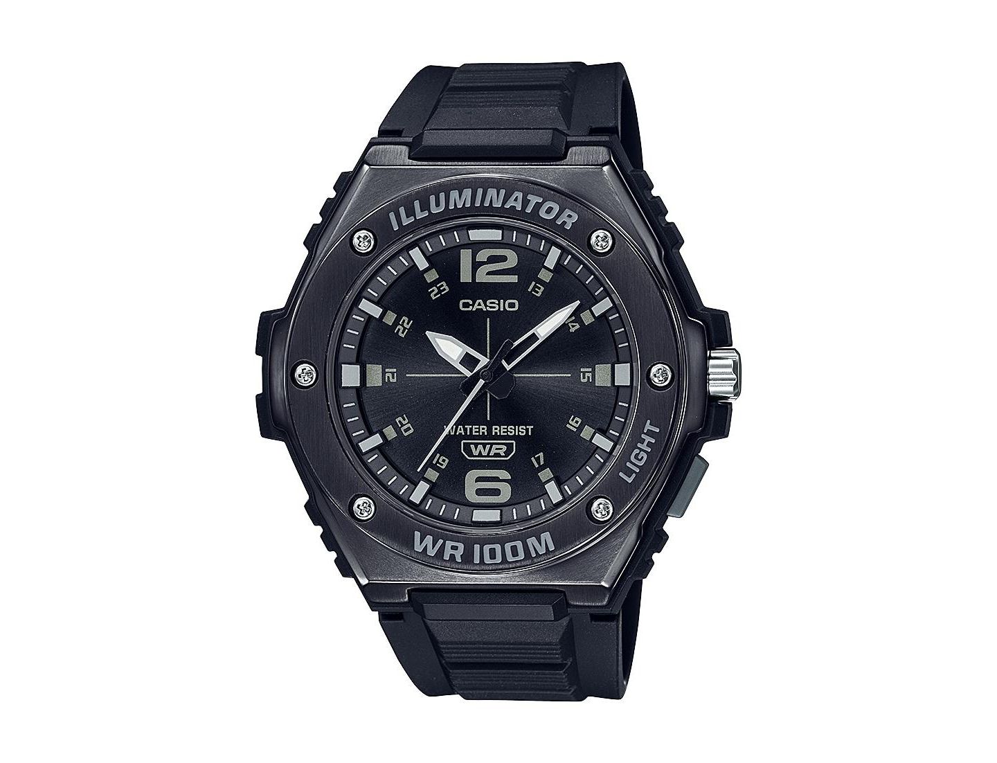Мужские часы Casio Three-Hand Black Resin Watch 49.6mm, MWA100HB-1AV — фото 1