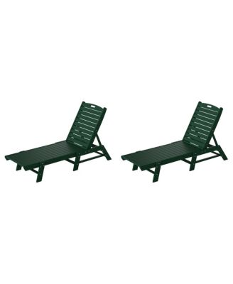 Poly Reclining Outdoor Patio Chaise Lounge Chair Adjustable (Set of 2)